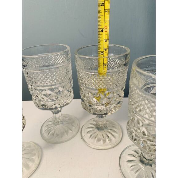 4 Anchor Hocking Wexford 5.5 oz Clear Rock Sharp Glasses Vintage Cut Glass 5.5” - Picture 5 of 9